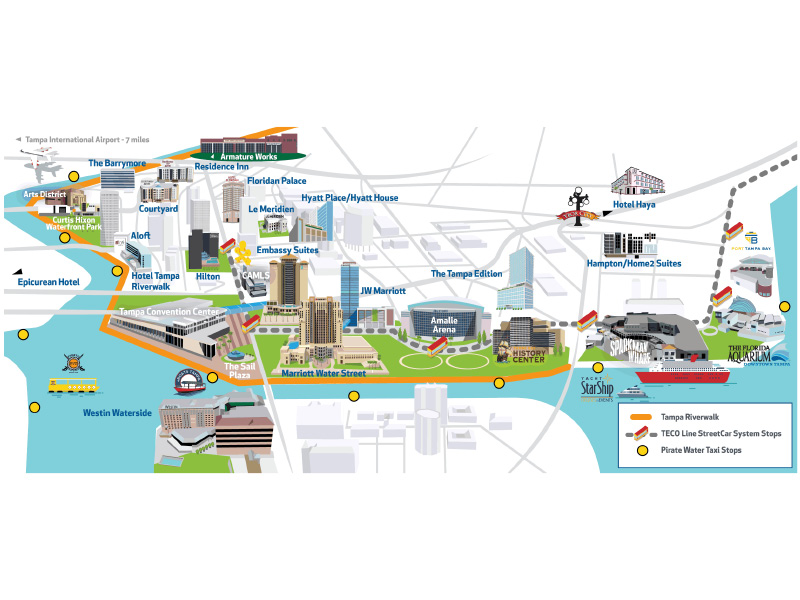Map of Tampa Convention Center Area with hotels