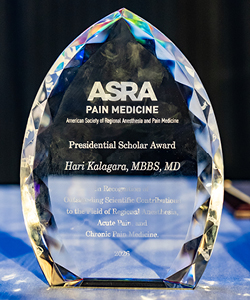 Crystal plaque engraved with 2026 Presidential Scholar Award for Hari Kalagara, MBBS, MD